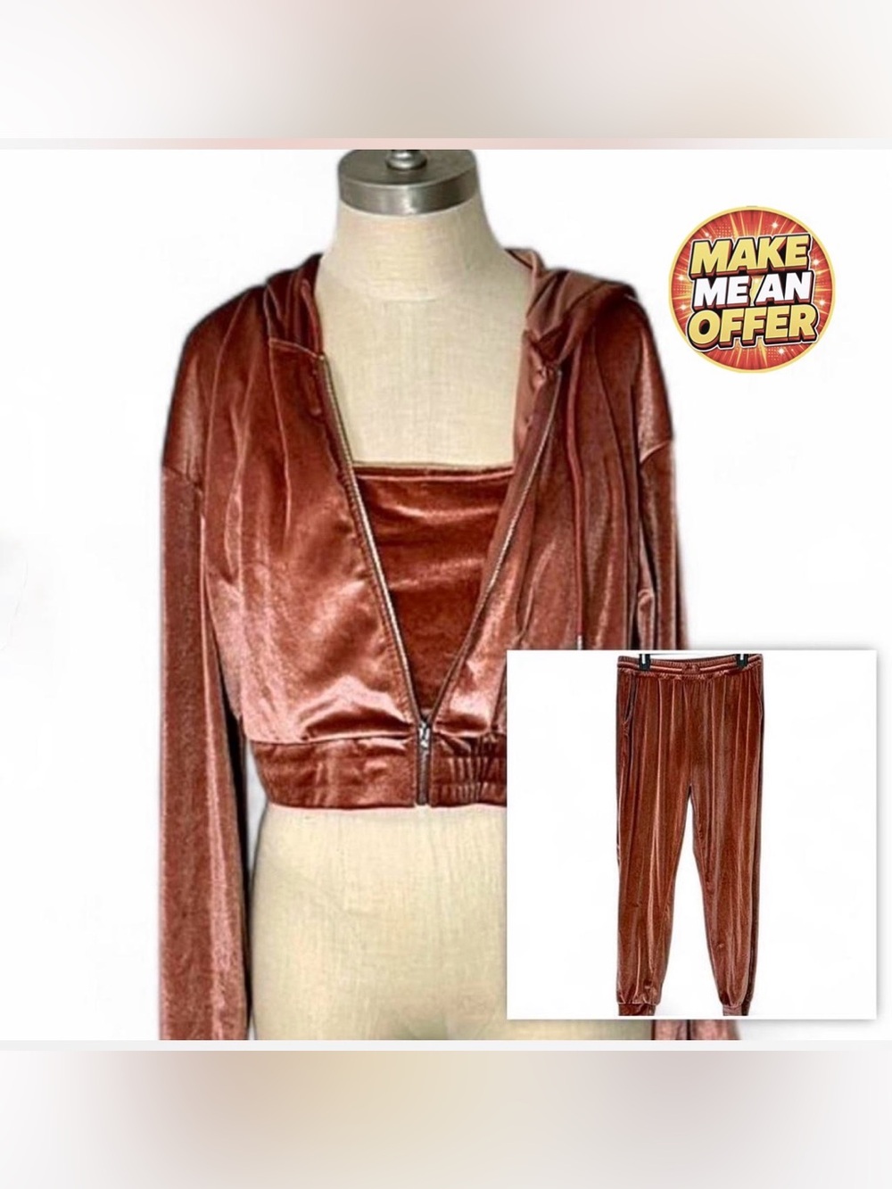 Brand New SHEIN Velour Rose 3 Piece Set - SZ L